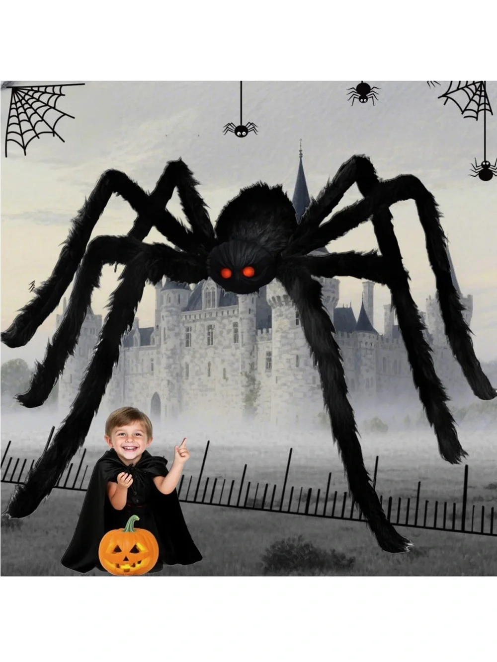 Giant Black Spider Halloween Hanging Decoration - 6.6ft